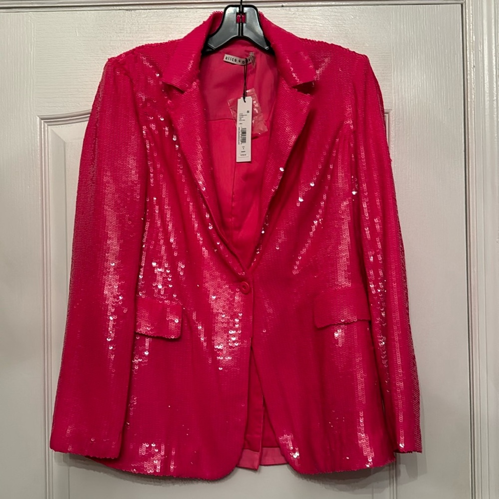 Alice and Olivia hot pink sequined blazer